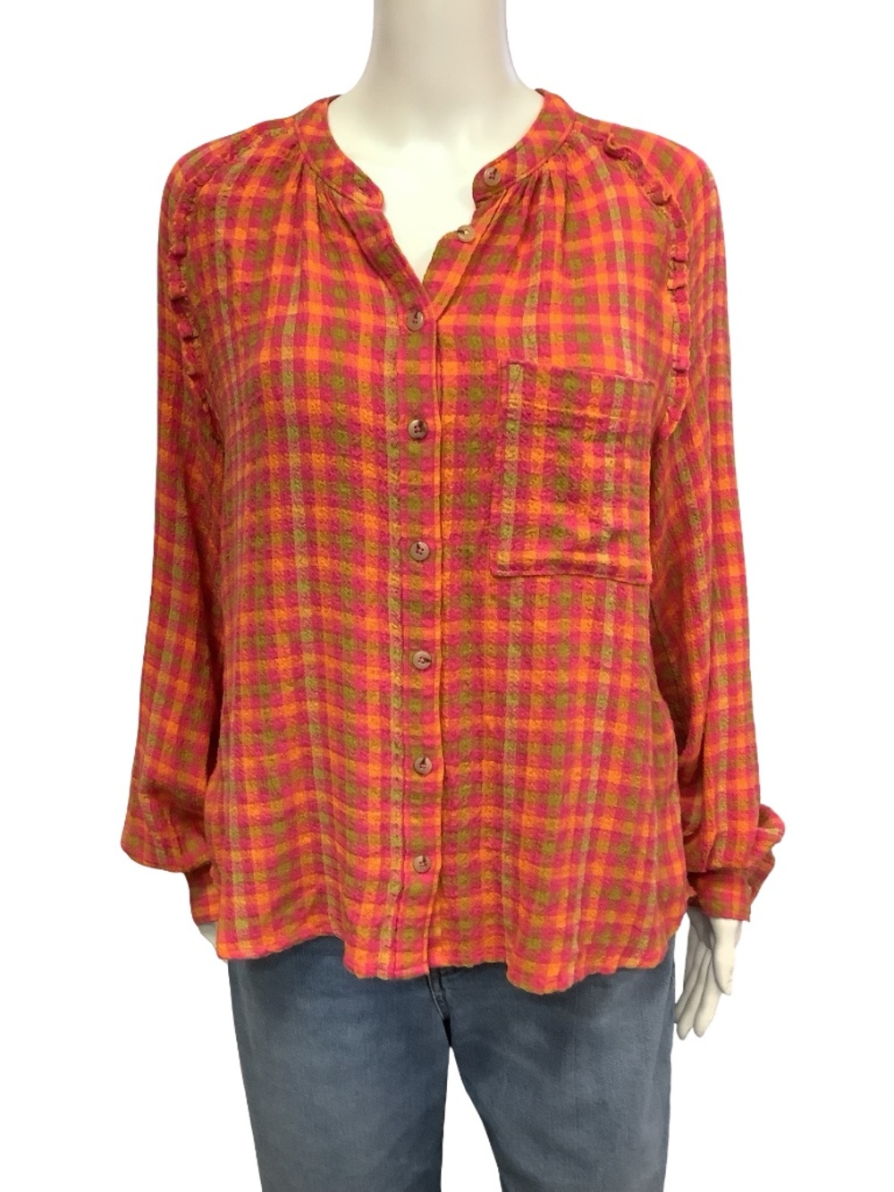 Pilcro Checkered Print Button Up Top Size: S